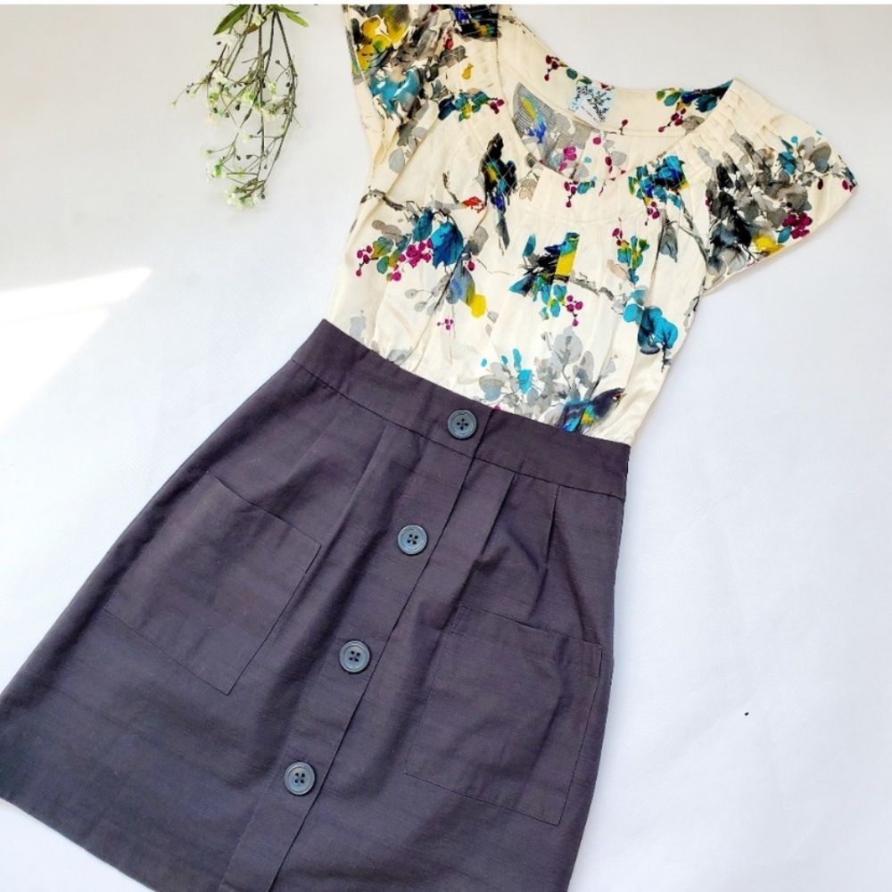 Tabitha by Anthro Night Blooming Birds Dress Size 4